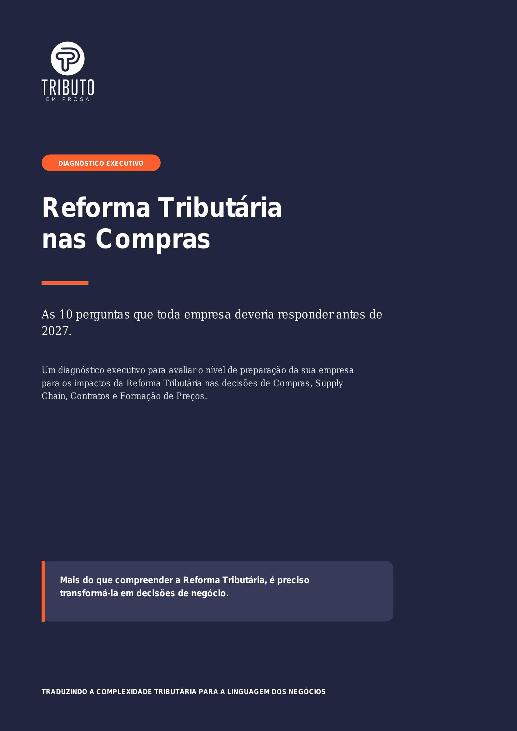 Capa do Diagnóstico Executivo — Reforma Tributária nas Compras